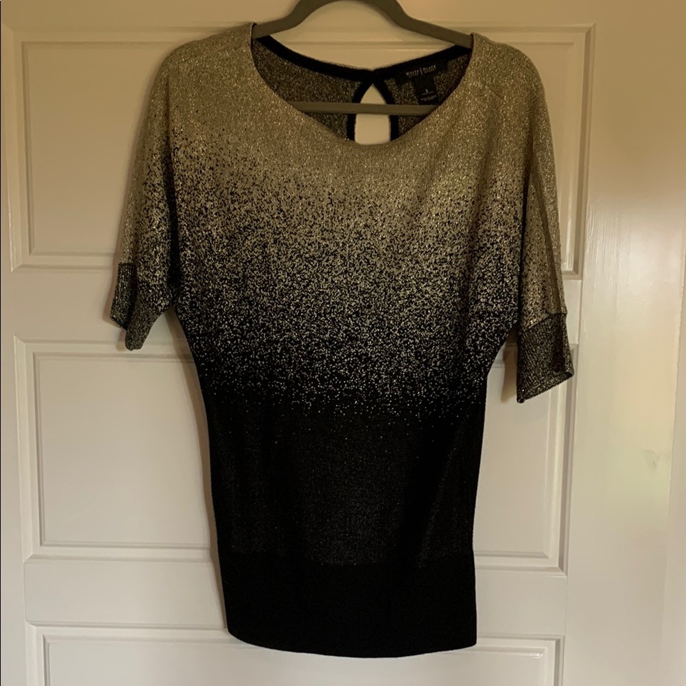 Simply Couture Gold Asymmetrical Short Sleeve Blouse